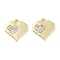 Brass Micro Pave Clear Cubic Zirconia Pendants, Heart, Real 18K Gold Plated, 13x13x1.5mm, Hole: 1.2mm