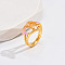 Heart & Flower Brass Pearl Pink Enamel Adjustable Finger Rings, Golden, Letter N, 14mm, Inner Diameter: 17mm