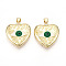 Brass Resin Pendants, Heart with Eye, Hollow, Real 18K Gold Plated, 25x23.5x6mm, Hole: 3x5mm