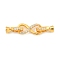 925 Sterling Silver Micro Pave Clear Cubic Zirconia Fold Over Clasps, Infinity, Real 18K Gold Plated, 35.5mm, Hole: 3mm