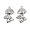 Brass Micro Pave Cubic Zirconia Pendants, Mushroom Charm, Platinum, Clear, 17x11x4mm, Hole: 1.2mm