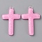 Translucent Resin Pendants, Glitter Cross Charms with Paillette/Sequins, Pearl Pink, 33x18.5x3mm, Hole: 2mm