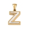Natural White Shell Alphabet Pendants, Ion Plating(IP) Real 18K Gold Plated 304 Stainless Steel Charms, Letter Z, 17x12x1.5mm, Hole: 5x3mm