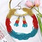 Bohemian Style Acrylic Seed Beaded Multilayer Necklaces & Tassel Dangle Earrings Sets, Dark Turquoise, 600mm