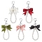 5Pcs 5 Colors Polyester Bowknot Pendant Keychains, with ABS Plastic Imitation Pearl Round Beads and Iron Alloy Lobster Claw Clasp Keychains, Platinum, Mixed Color, 170mm, 1pc/color