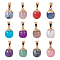 12Pcs 12 Style Top Golden Plated Natural Mixed Gemstone Pendants, with Iron Snap on Bails & Loop, Barrel, 17~19x11.5~12.5mm, Hole: 4x6mm, 1pc/style