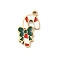 Christmas 304 Stainless Steel Enamel Pendants, Golden, Candy Cane, 16x9.5x1.2mm, Hole: 1.5mm