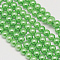Eco-Friendly Dyed Glass Pearl Round Beads Strands, Grade A, Cotton Cord Threaded, Lime, 6mm, Hole: 0.7~1.1mm, about 72pcs/strand, 15 inch
