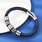 Braided Microfiber Leather Cord Bracelets, 304 Stainless Steel Column Bracelets for Women Men, with Bayonet Clasps, Blue, 8-7/8x1/4 inch(22.5x0.8~1.15cm)