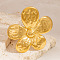 Flower 304 Stainless Steel Adjustable Cuff Rings for Women, Golden, 34x35mm, Inner Diameter: 18mm