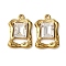 304 Stainless Steel Glass Pendants, Rectangle, Ion Plating(IP), Golden, 23.5x15.5x5.5mm, Hole: 1.6mm