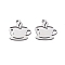 201 Stainless Steel Charms, Laser Cut, Coffee Cup Charm, Stainless Steel Color, 15x15x1mm, Hole: 1mm