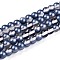 Baking Painted Transparent Glass Beads Strands, Round, Two Tone, Steel Blue, 6~6.5mm, Hole: 1mm