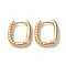 Half Spiral Rectangle Brass Hoop Earrings for Women, Real 18K Gold Plated, 15.5x13x2.5mm