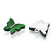 Alloy Acrylic Pendants, Butterfly, Silver, Green, 14x15.5x3mm, Hole: 1.6mm