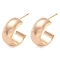 Rack Plating C-Shaped Brass Stud Earrings, Long-Lasting Plated, Champagne Gold, 17.5x8mm