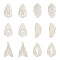6 Styles Natural Capiz Shell Pendants, Wing & Fishtail & Petal with Star & Petal & Leaf, Linen, 34~35x21~22x1~1.5mm, Hole: 1.5~1.6mm, 2pcs/shape, 12pcs/box