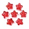 Transparent Spray Painted Frosted Glass Beads, with Glitter Power, Star, Crimson, 8x8x4mm, Hole: 1mm