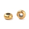 202 Stainless Steel Beads, with Rubber Inside, Slider Beads, Rondelle, Real 18K Gold Plated, 8x4mm, Hole: 3.5mm