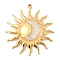 304 Stainless Steel Pendants, with Enamel and Glitter Sequins, Sun Ray with Moon Charm, Real 18K Gold Plated, WhiteSmoke, 29x26.5x5mm, Hole: 1.2mm
