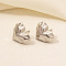 Non-Tarnish 304 Stainless Steel Vintage Heart Shaped Stud Earrings for Women, Geometric Studs Jewelry, Stainless Steel Color