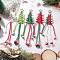 5Pcs Polyester & Spandex Cord Christmas Tree Pendant Decorations, with Natural Wood Beads and Star Alloy Swivel Clasps, Mixed Color, 265mm