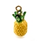 Alloy Enamel Pendants, Golden, Pineapple, 17.5x8x7.5mm, Hole: 1.5mm