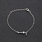 12 Constellations Alloy Rhinestone Link Bracelets, Cable Chain Bracelets for Women, with Star, Pisces, 6-3/4 inch(17cm)