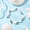 Ocean Theme Natural Shell & Alloy Beaded Stretch Bracelets for Men Women, Starfish, Inner Diameter: 2 inch(5cm)