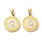 Ion Plating(IP) 304 Stainless Steel Pendants, Flat Round Shell Charms with Letter, Golden, Letter Q, 20.5x17.5x1.5mm, Hole: 2.5x4.5mm