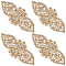 Alloy Glass Rhinestone Cloth Cabochons, Costume Accessories, Appliques, Flower, Golden, 41x96~102x7mm