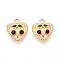 304 Stainless Steel Pendants, with Enamel, Heart with Cherry Charm, Real 14K Gold Plated, Dark Red, 15.5x14x4.5mm, Hole: 1.6mm
