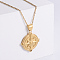 Vintage Stainless Steel Compass Pendant Necklaces for Men, Real 18K Gold Plated
