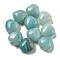Natural Amazonite Beads, Half Drilled, Heart, 15.5x15.5x8mm, Hole: 1mm