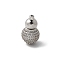 Brass Silver Micro Pave Clear Cubic Zirconia Screw Clasps, Real Platinum Plated, 16x9.5mm, Hole: 0.8 and 1.2mm