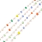 Faceted Cube Glass & ABS Plastic Imitation Pearl Beaded Chains, with Light Gold 316 Surgical Stainless Steel Findings, Soldered, Colorful, Cube: 2.5x2.5x2.5mm, Round: 2.5x3mm