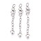 Chain Extender, Iron Links with Brass Charms & Lobster Claw Clasps, Cadmium Free & Lead Free, Heart, Platinum, 63~73mm, Clasp: 17x10x4mm, Extend Chain: 45~55mm, Jump Ring: 8x1mm, Inner Diameter: 6mm