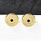 304 Stainless Steel Stud Earrings, with Rhinestone, Ion Plating(IP), Flat Round, Real 18K Gold Plated, 11mm
