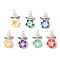 Handmade Polymer Clay Flower Plumeria Pendants, with ABS Plastic Imitation Pearl and Iron and Alloy Findings, Mixed Color, 36.5x19.5x10.5mm, Hole: 3.5mm
