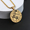 Flat Round with Constellation 201 Stainless Steel Pendant Necklaces, Golden, Sagittarius, 23.62 inch(60cm)