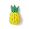 Seed Beads Beaded Charms, Pineapple Pendants, Yellow, 21.5x12mm, Hole: 1mm