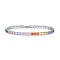 Brass Micro Pave Cubic Zirconia Slider Bracelets for Woman, Square, Colorful, Inner Diameter: 6-3/4 inch(17cm)
