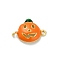 Halloween Brass Orange Enamel Connector Charms, Rack Plating, Long-Lasting Plated, Lead Free & Cadmium Free, Real 18K Gold Plated, Pumpkin, 13x18.5x4.5mm, Hole: 1.4mm