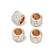 Alloy Rhinestone Clay Pave Beads, Barrel, Light Gold, 8.5x7.5mm, Hole: 5.2mm