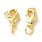 Rack Plating Brass Lobster Claw Clasps, with Jump Rings, Long-Lasting Plated, Lead Free & Cadmium Free, Golden, 10x5.5x2mm, Hole: 2mm