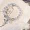 Flat Round Alloy & Cat Eye & Natural Moonstone Round Beaded Lucky Charm Bracelets for Women, Platinum, 7-1/8~8-5/8 inch(18~22cm)