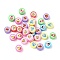 Printed Handmade Polymer Clay Beads, Flat Round, Cake, 9~10x4.5~5mm, Hole: 1.6mm
