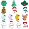 14Pcs 14 Style Food Grade Eco-Friendly Silicone Beads, Snowman & Holly Leaves & Christmas Tree, Mixed Color, 26~35x22~31.5x7~9.5mm, Hole: 2~3mm, 1pc/style