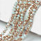 Electroplate Opaque Solid Color Glass Beads Strands, Half Plated, Rainbow Plated, Faceted, Rondelle, Azure, 8x6mm, Hole: 1mm, about 65~68pcs/strand, 15.7~16.1 inch(40~41cm)