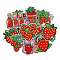 20Pcs Polyester Cloth Patches, Strawberry, Red, 54~65x41~63x2mm